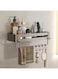Bathroom Floating Shower Shelves Organizer, Wall Mounted Storage Shelves with Metal Frame, Towel Rack, Adhesive Shower Organizer for Bathroom Storage &amp; Kitchen (With hanging bar, style 2)