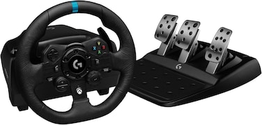 Logitech G G923 Racing Wheel And Pedals For Xbox Series X S, Xbox One And PC featuring TRUEFORCE Upto 1000 Hz Force Feedback, Responsive Pedal, Dual Clutch Launch Control, And Genuine Leather Wheel