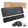 مجموعة Logitech MX Keys للأعمال , الجيل الثاني، لوحة مفاتيح لاسلكية كاملة الحجم وفأرة لاسلكية، مع مسند راحة اليد، بلوتوث، Logi Bolt، نقرات هادئة، متوافقة مع أنظمة Windows/Mac/Chrome/Linux - جرافيت