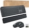 مجموعة Logitech MX Keys للأعمال , الجيل الثاني، لوحة مفاتيح لاسلكية كاملة الحجم وفأرة لاسلكية، مع مسند راحة اليد، بلوتوث، Logi Bolt، نقرات هادئة، متوافقة مع أنظمة Windows/Mac/Chrome/Linux - جرافيت