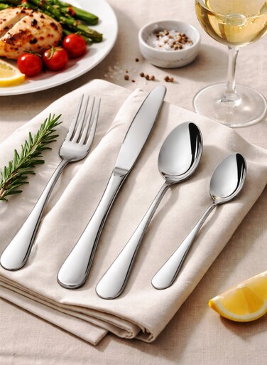 24pcs Premium Silverware Cutlery Set, Heavy Duty Stainless Steel Flatware, Cultlery Utensil Set with Knives, Rust-Proof, Mirror Polished, Dishwasher Safe, Long-Lasting Stainless Steel Tableware Cutlery Set - Pack of 24