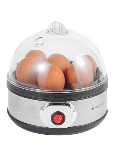 Rapid Egg Boiler Electric 350W, 7-Egg Capacity Soft, Medium, Hard-Boiled Egg Cooker with Auto Shut-Off Features Stainless Steel Shell, Transparent Lid, Measuring Cup,BPA Free