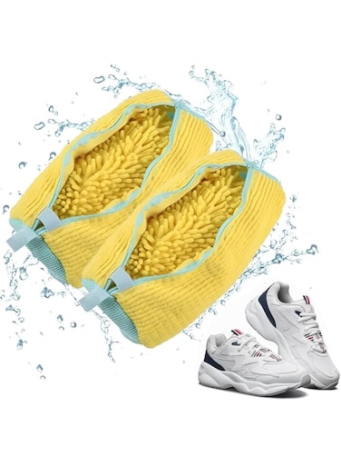 Beauenty Reusable Washing Shoes Bag 2 Pack,Portable Cotton Laundry Fluffy Fibers Easily Remove Dirt, Anti-Deformation Shoes Clothes Washing Bags