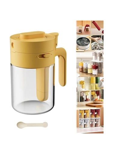 Rayyan Multifunctional Seasoning Box, Multifunctional Kitchen Seasoning Jar Pepper Storage Bottles, Seasoning Jars Salt Jar, Seasonings and Spices Organizer for Kitchen Cooking(Yellow)