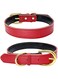 Leather Collar for Small Dogs, Soft Touch Padded Thick Gold Buckle Durable Pet Cat Collars Adjustable for Puppy Medium Dogs (Red, S/37 * 1.5CM)