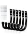 KURUI Metal Wall Hooks for Hanging Heavy Duty, 6Pcs Garage Organization and Storage Hook for Extension Cord Tool Cable Coat Backpack Bag, Large Utility J Hooks, Black Wall Mount Hanges