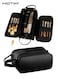 Large Capacity Makeup Bag, Makeup Travel Organizer Box with Dividers &amp; Brush Holder, Leather Clutch Cosmetic Organizer Travel Toiletry Bag for Women Girls