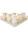 Shallow Bone China Istikan Cups And Saucers Set, Beige/Gold, Yd505208-Hp, 12 Pieces