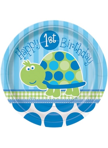 unique party First Birthday Turtle Plate 8 Pieces, 7 Inch Size