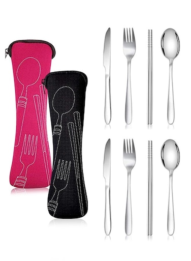 Life Portable Silverware Set with Case, Travel Camping Utensils Set, Premium Stainless Steel Travel Cutlery Set