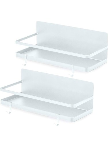 2-Piece Magnetic Storage Rack Set &acirc;&euro;&ldquo; Multi-Purpose Kitchen Organizer (White)