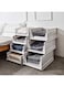 MOTIM Stackable Plastic Storage Basket,4PCS Large Foldable Closet Organizer, Stackable Drawer for Wardrobe Cabinet Kitchen Bathroom Office (White)
