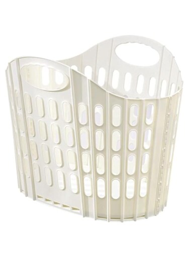 Large Collapsible Clothes Hamper, Folding Laundry Hamper, Foldable Clothes Laundry Basket Hamper High Capacity, Plastic Storage Laundry Box with Dual Handles, Toys Organizer Storage Bin Gray (Beige)