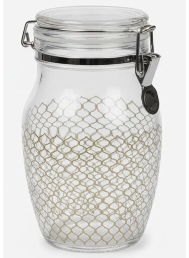 Finili Premium Airtight Acrylic Clip-Lock Storage Canister &acirc;&euro;&ldquo; Transparent Body with Elegant Golden Design, 14 &Atilde;&mdash; 22 cm