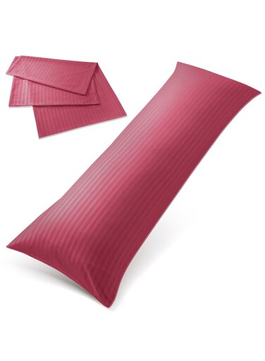 Linen Klub Long Body 1Pc Stripe Pillowcase - 100% Microfiber with envelope closure, Soft and Durable Quality, Size : 45 x 125cm , Maroon