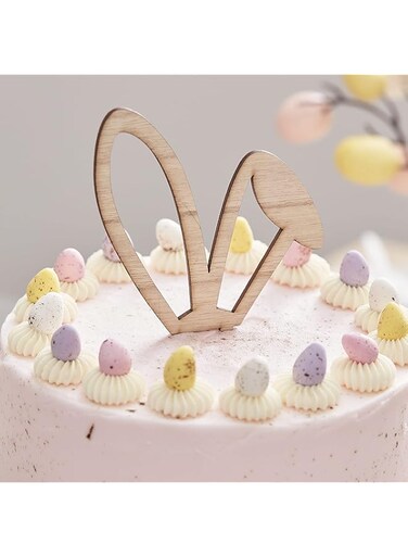 Ginger Ray 'Eggciting Easter' Wooden Bunny Ears Cake Topper - 18cm