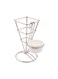 2.5 x 5 Inch French Fries Stand, 1 Fry Stand - With 1 Sauce Holder, Dishwashable, Silver Stainless Steel Cone Holder Stand, For Snacks, Appetizers, Or Desserts