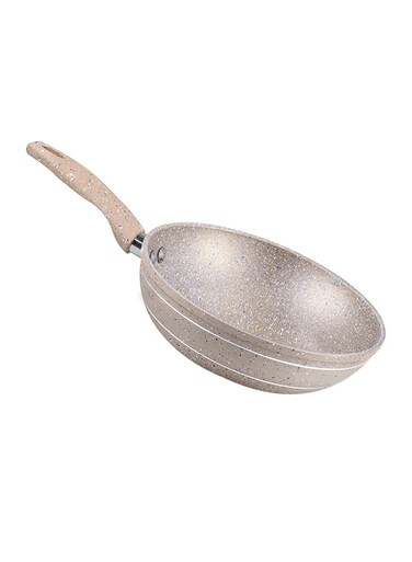 28 CM Smart Wok Pan with Marble Coating- RF9841 Forged Aluminum Body with 3.8 MM Extra Thick Bottom Induction Compatible and Soft Touch Handle PFOA-Free and PTFE-Free Brown Beige 28cm