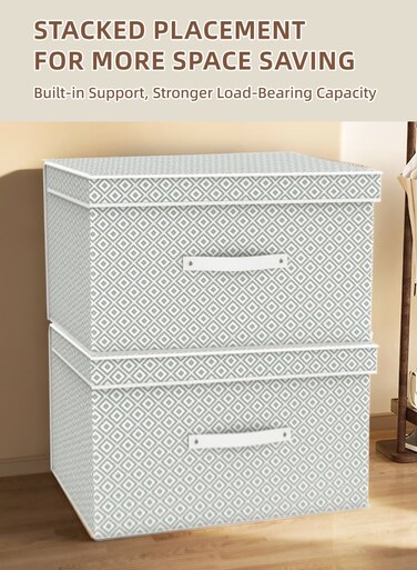 Pack Foldable Storage Boxes with Lids, Large Clothes Organizer Bins for Closet Storage, Wardrobe Organizer for Bedroom, Living Room, and Under-Bed Use