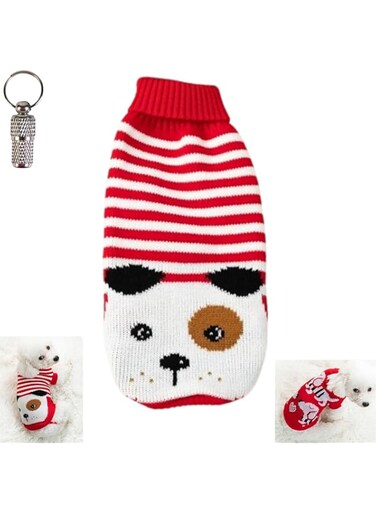 PETSARY Dog Christmas Cute Panda Knitted Sweater with 1 Pcs Pet Id Tag Gift - Soft Breathable Costume Turtleneck Jacket Winter Outfit - Animal Panda Printed Design Warm Recovery Suit (Large)