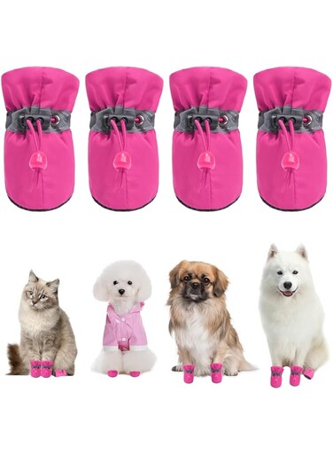 CALHNNA Dog Shoes Puppy Paw Protectors Dog Shoes for Hot Pavement Dog Boots with Anti Slip Socks Cat Dog Booties for Small Medium Dogs Pink 3 Pink 3