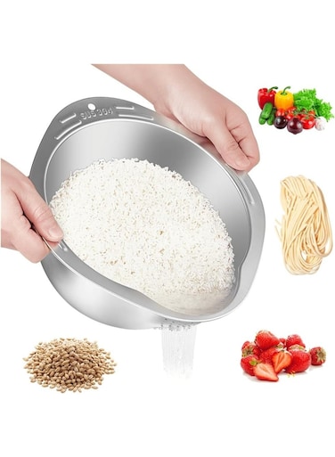 Washer Strainer Bowl, Washing Bowl for Quinoa, Stainless Steel Rinser With Side Drainers Small Colander for Cleaning Fruits, Vegetables, and Beans - Versatile Kitchen Tool