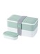Bento Tek 40.5 Ounces Stackable Lunch Box, 1 Reusable Adult Lunch Container - With Utensils, Included Sauce Cup, Green &amp; White Plastic Layered Lunch Box, Microwavable, Dishwashable