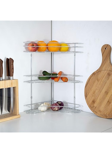Royalford Stainless Steel 3 Layer Corner Rack [4375], Silver