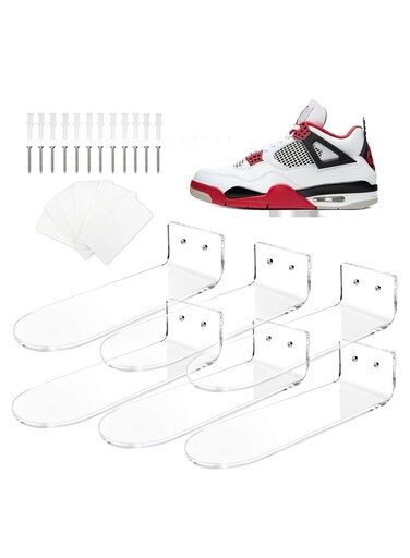 Floating Sneaker Display Shelves for Wall Mount, Large Clear Acrylic Floating Shelves for Showcase Sneaker Collection Transparent