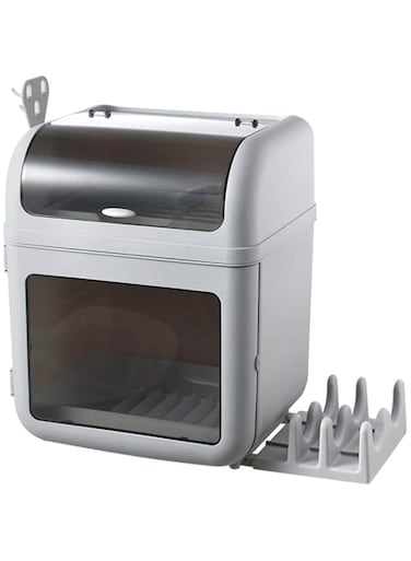 U-HOOME Dish Drying Rack Dish Rack And Drain Board With Lid Cover, Kitchen Plate Cup Storage Box Tray Cutlery Dish Drainer Cutlery Holder