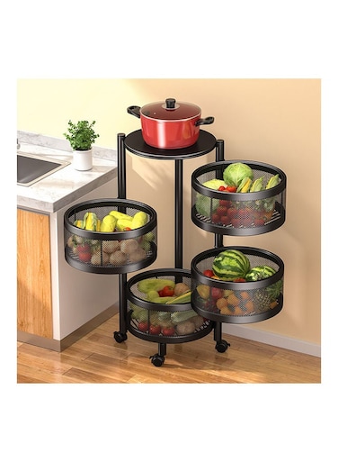 Rotating Shelf Basket Black 75x34x34cm