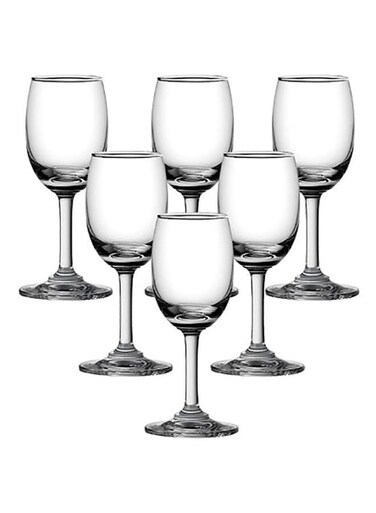 6 Piece Classic Wine Glass Set, 130ml Capacity - Clear