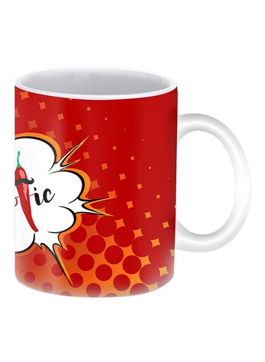 Psychotic Premium Design Printed Mug Red/Orange/White