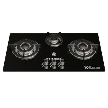 STARGOLD 3-in-1 Build-In Gas Hob, Premium Glass Top with Triple Ring Burners, SG-1133HG