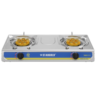 STARGOLD Double Burner Gas Cooker, High-Efficiency Stainless Steel Stove, SG-1131