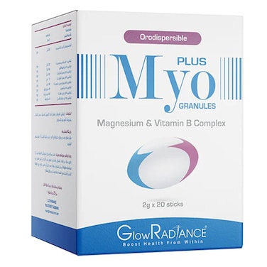 GlowRadiance Myo Plus Magnesium &amp; Vitamin B Complex Granules 2g, Pack of 20 sticks