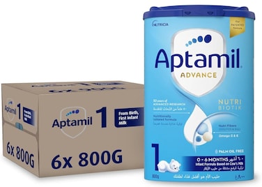 Aptamil Advance 1 Infant Formula Milk From 0-6 Months, Easy To Use Pack 800grams Pack of 6
