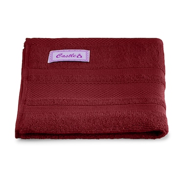 BYFT Home Castle Hand Towel 50 x 90 Cm 550 Gsm Maroon 100% Cotton Set of 01