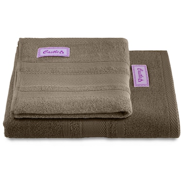 BYFT Home Castle Hand Towel 50 x 90 Cm Bath Towel 70 x 140 Cm 550 Gsm Beige 100% Cotton Set of 02