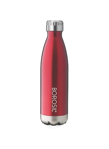 Borosil - Stainless Steel Hydra Bolt Trans - Vacuum Insulated Flask Water bottle, Red, 1L