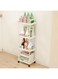 Hbluefat Rolling Cart with Handle,4 Tier Plastic Utility Storage Cart, Movable Storage Organizer Shelves for Office, Living Room, Kitchen (White)