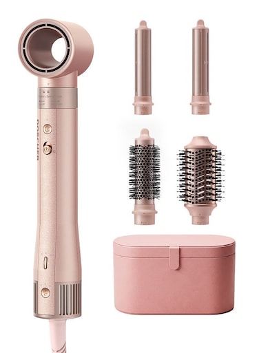 DOSCHER 1500W 5-in-1 Multi-Functional Hair Styler &amp; Hairdryer, Double The Drying Speed, One-Button Cool Air Function,Equipped with A Curling Iron, Two Sizes of Ventilation Comb, Three Temperature Settings,Pink.