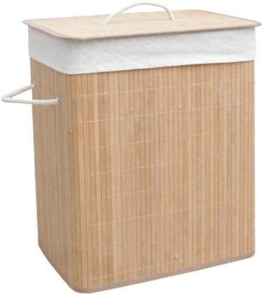 Bamboo Laundry Basket with Lid, Large Foldable Hamper
