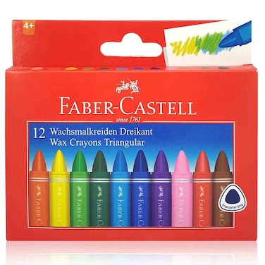 فابر كاستل أقلام شمع ثلاثية الشكل، مجموعة من 12 لون، 90 مم