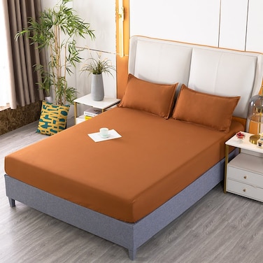 Sheet Single-Piece Fitted Sheet All-Inclusive Bedspread Mattress Protective Cover Washed Cotton Summer Maternal And Child Washed Cotton Fitted Sheet Three-Piece Set