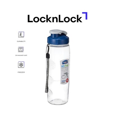 LocknLock Blue Bis Free 700ml Sports Handy Bottle &ndash; Shatter-Proof, Easy Grip, and Portable with Sport Strap