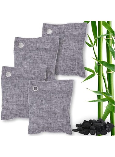 OUWAVE 4 Pack Bamboo Charcoal Air Purifying Bags, Activated Bamboo Charcoal Bags, Bamboo Charcoal Air Purifiation Package