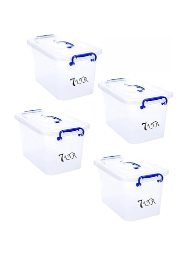 Selecto Besto Plastic Storage Box With Lid 7 LTR Semi Clear 4 Pcs Set   For Clothes, Toys, Books, Snacks, Shoes and Grocery Storage Box.(7 LTR)