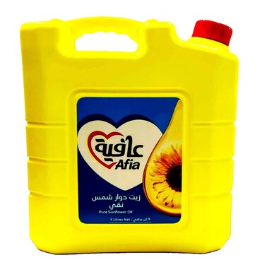Afia Pure Sunflower Oil Enriched with Vitamins A, D and Zinc Bottle, 9L