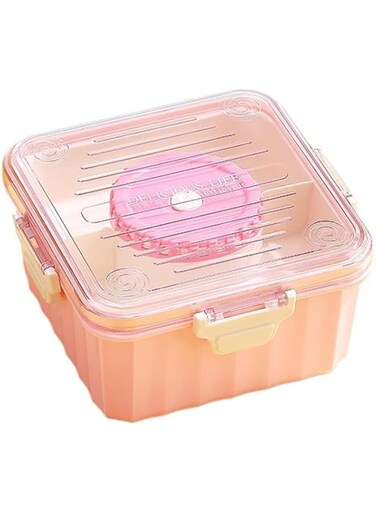 Jsofd Bento Lunch Box Salad Lunch Box Leak-proof Food Storage Container Microwave Safe Meal Prep Container with Food Grade Spoon (Pink)